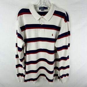 VTG Polo Ralph Lauren Rugby-style Shirt Men XL Red White Blue Striped 90s Y2K *